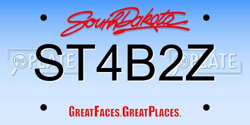 ST4B2Z South Dakota License Plate