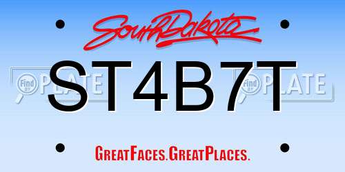 ST4B7T South Dakota License Plate