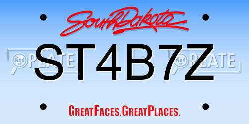 ST4B7Z South Dakota License Plate
