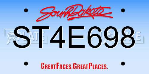 ST4E698 South Dakota License Plate