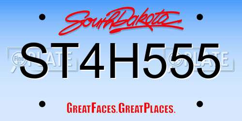 ST4H555 South Dakota License Plate