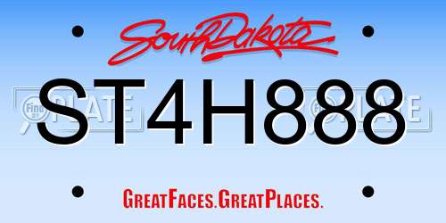 ST4H888 South Dakota License Plate