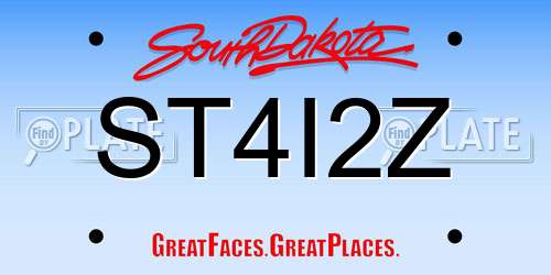 ST4I2Z South Dakota License Plate