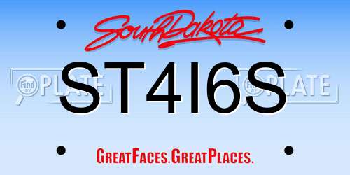 ST4I6S South Dakota License Plate