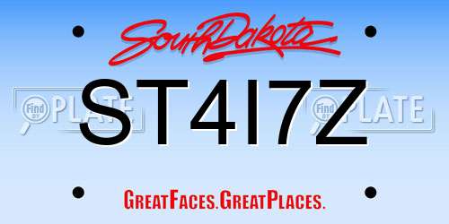 ST4I7Z South Dakota License Plate