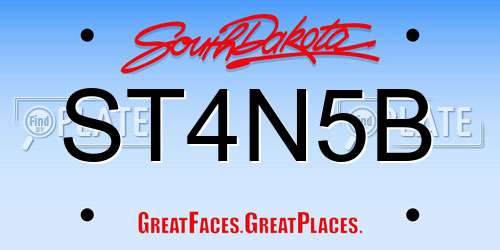 ST4N5B South Dakota License Plate