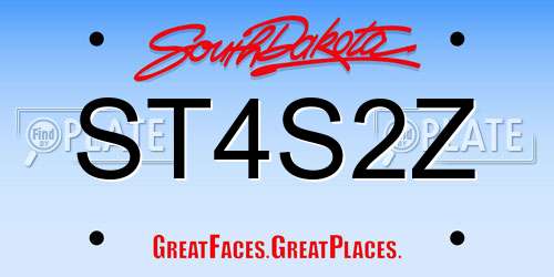 ST4S2Z South Dakota License Plate