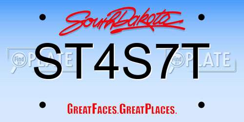 ST4S7T South Dakota License Plate