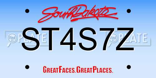 ST4S7Z South Dakota License Plate