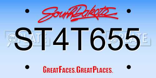 ST4T655 South Dakota License Plate