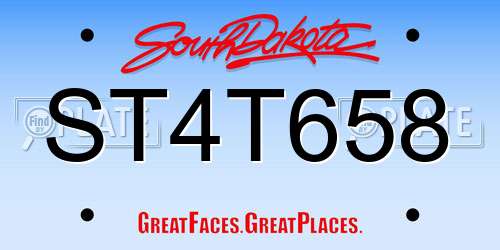 ST4T658 South Dakota License Plate