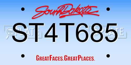 ST4T685 South Dakota License Plate