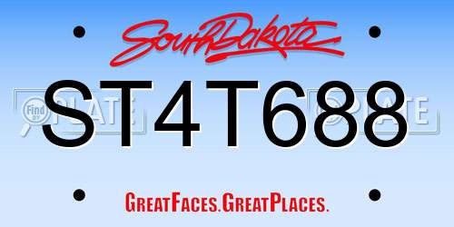 ST4T688 South Dakota License Plate