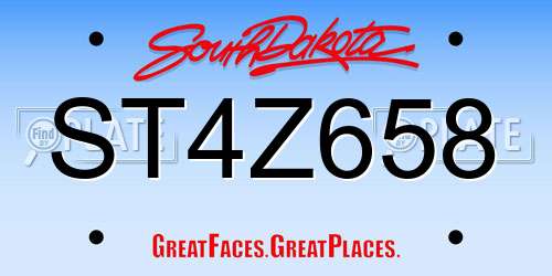 ST4Z658 South Dakota License Plate