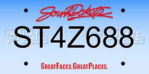 ST4Z688 South Dakota License Plate