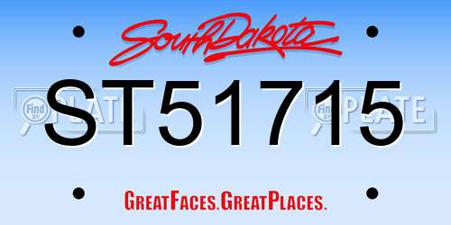 ST51715 South Dakota License Plate