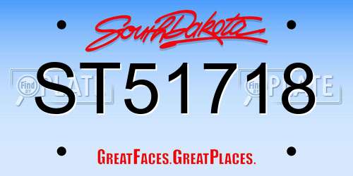ST51718 South Dakota License Plate