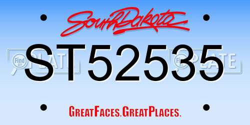 ST52535 South Dakota License Plate
