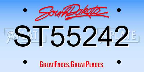 ST55242 South Dakota License Plate