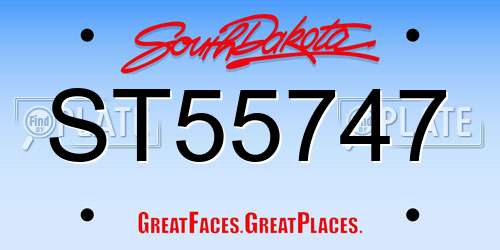 ST55747 South Dakota License Plate