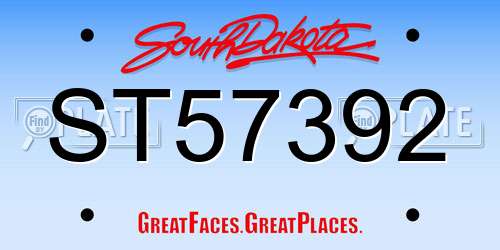ST57392 South Dakota License Plate