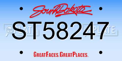 ST58247 South Dakota License Plate