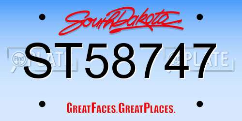 ST58747 South Dakota License Plate