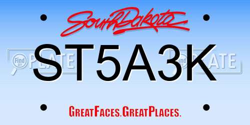 ST5A3K South Dakota License Plate