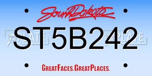 ST5B242 South Dakota License Plate