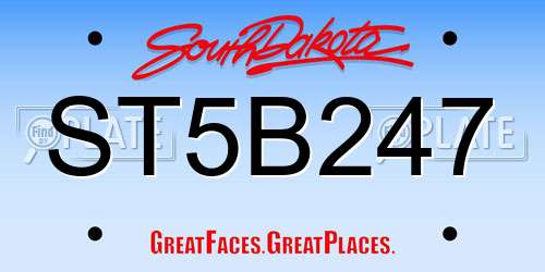 ST5B247 South Dakota License Plate