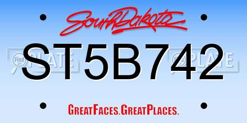 ST5B742 South Dakota License Plate