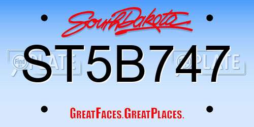 ST5B747 South Dakota License Plate