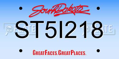 ST5I218 South Dakota License Plate