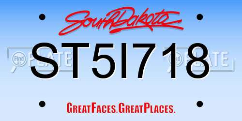 ST5I718 South Dakota License Plate