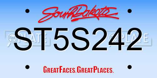 ST5S242 South Dakota License Plate