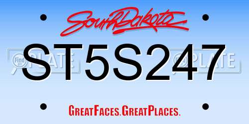 ST5S247 South Dakota License Plate