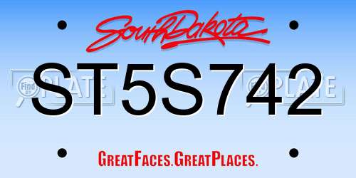 ST5S742 South Dakota License Plate