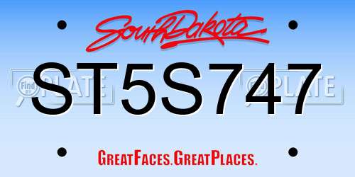 ST5S747 South Dakota License Plate
