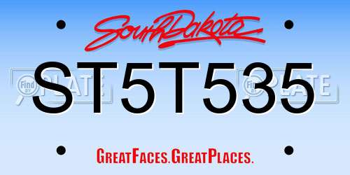 ST5T535 South Dakota License Plate