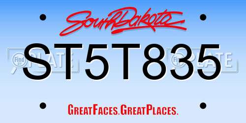 ST5T835 South Dakota License Plate