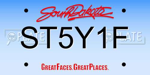 ST5Y1F South Dakota License Plate
