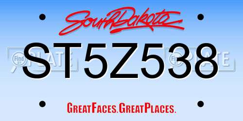 ST5Z538 South Dakota License Plate