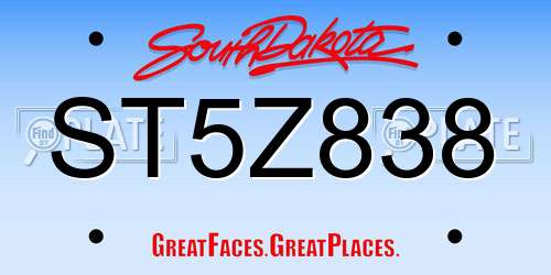 ST5Z838 South Dakota License Plate
