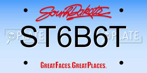ST6B6T South Dakota License Plate