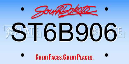 ST6B906 South Dakota License Plate