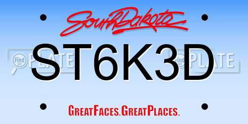 ST6K3D South Dakota License Plate