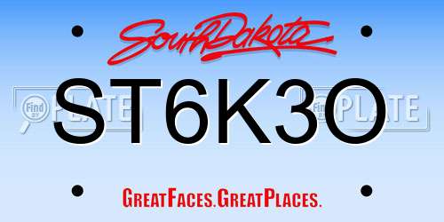 ST6K3O South Dakota License Plate