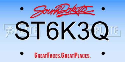 ST6K3Q South Dakota License Plate