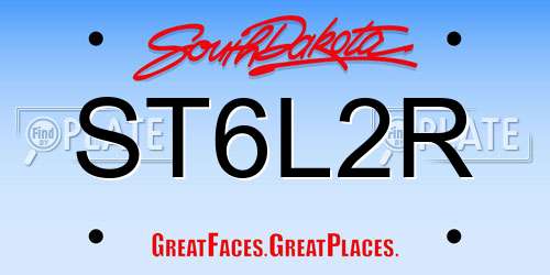 ST6L2R South Dakota License Plate
