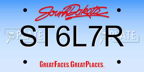 ST6L7R South Dakota License Plate